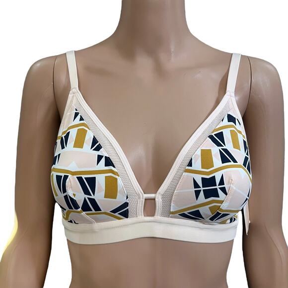 Lively The Busty Bralette Size 1 Geometric Print Triangle Wireless Bra Unpadded - Picture 1 of 8